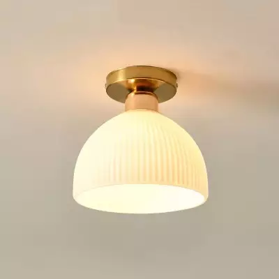 Omrix White Fluted Glass Single Semi Flush Mount Light Omrix White Fluted Glass Single Semi Flush Mount Light