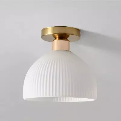Omrix White Fluted Glass Single Semi Flush Mount Light Omrix White Fluted Glass Single Semi Flush Mount Light