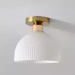Omrix White Fluted Glass Single Semi Flush Mount Light
