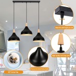 Wrenna 3-Light Black And Wood Dome Pendant Light