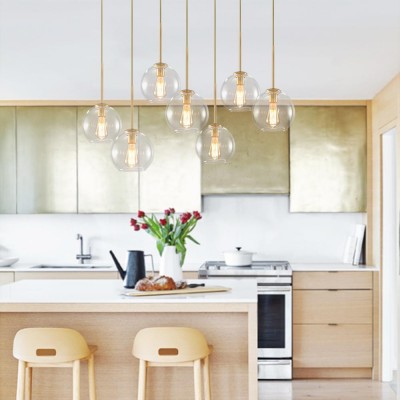 Kymar Mid Century 7-Lights Linear Cluster Globe Pendant Light Kymar Mid Century 7-Lights Linear Cluster Globe Pendant Light