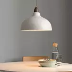 Zarek ‎Minimalist Walnut Wrought Iron Bowl Shaped Pendant Light