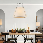 Grynth Boho Style White Fabric Conical Pendant Light