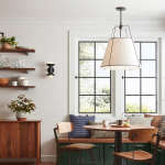 Grynth Boho Style White Fabric Conical Pendant Light