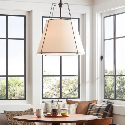 Grynth Boho Style White Fabric Conical Pendant Light Grynth Boho Style White Fabric Conical Pendant Light