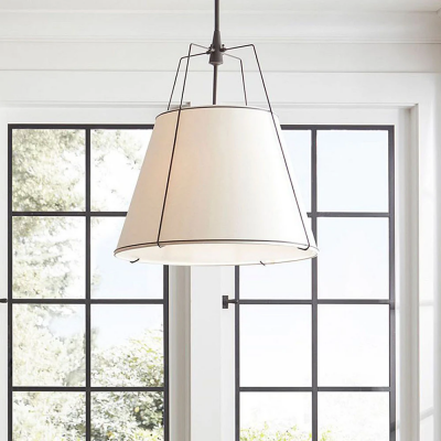 Grynth Boho Style White Fabric Conical Pendant Light Grynth Boho Style White Fabric Conical Pendant Light