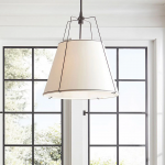 Grynth Boho Style White Fabric Conical Pendant Light