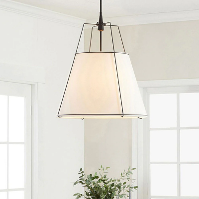 Grynth Boho Style White Fabric Conical Pendant Light Grynth Boho Style White Fabric Conical Pendant Light