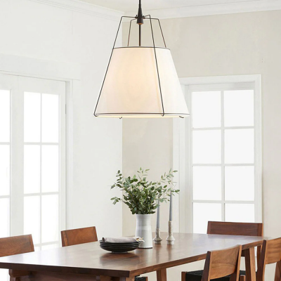 Grynth Boho Style White Fabric Conical Pendant Light Grynth Boho Style White Fabric Conical Pendant Light