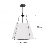 Grynth Boho Style White Fabric Conical Pendant Light