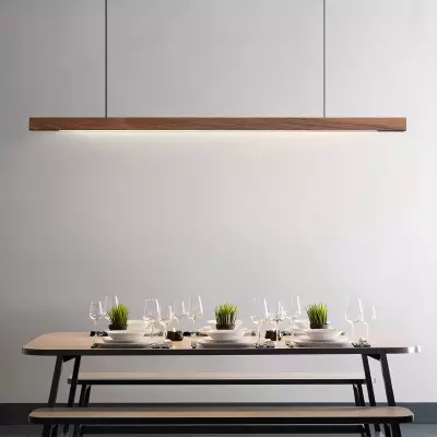 Quorix Log Style Wood Led Linear Pendant Light With Remote Control Quorix Log Style Wood Led Linear Pendant Light With Remote Control