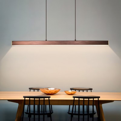 Quorix Log Style Wood Led Linear Pendant Light With Remote Control Quorix Log Style Wood Led Linear Pendant Light With Remote Control