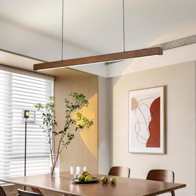 Quorix Log Style Wood Led Linear Pendant Light With Remote Control Quorix Log Style Wood Led Linear Pendant Light With Remote Control