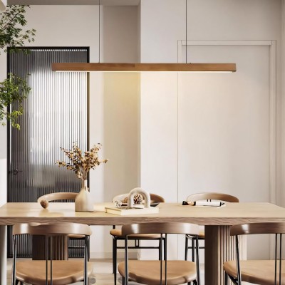 Quorix Log Style Wood Led Linear Pendant Light With Remote Control Quorix Log Style Wood Led Linear Pendant Light With Remote Control