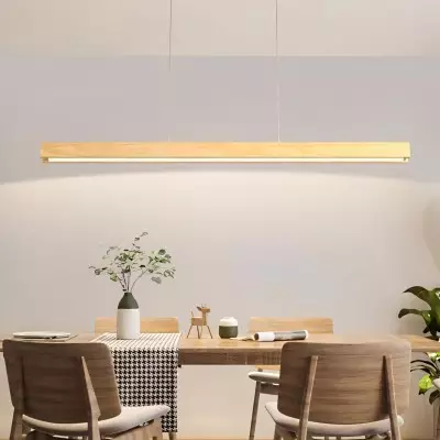 Quorix Log Style Wood Led Linear Pendant Light With Remote Control Quorix Log Style Wood Led Linear Pendant Light With Remote Control