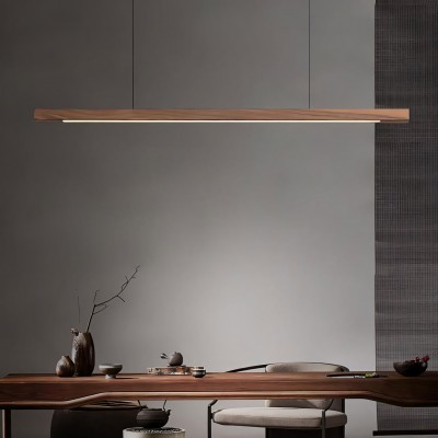 Quorix Log Style Wood Led Linear Pendant Light With Remote Control Quorix Log Style Wood Led Linear Pendant Light With Remote Control