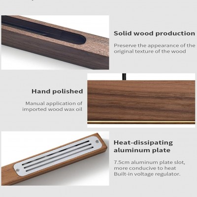 Quorix Log Style Wood Led Linear Pendant Light With Remote Control Quorix Log Style Wood Led Linear Pendant Light With Remote Control