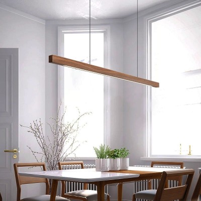 Quorix Log Style Wood Led Linear Pendant Light With Remote Control Quorix Log Style Wood Led Linear Pendant Light With Remote Control