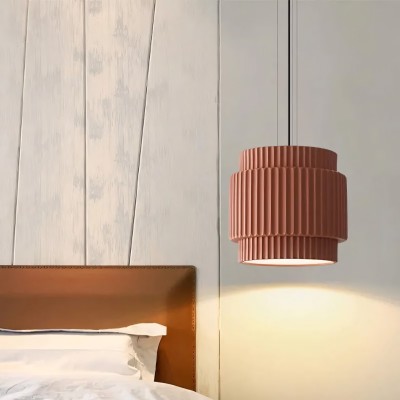 Brisby Striped Frosted Fluted Ceramic Pendant Light Brisby Striped Frosted Fluted Ceramic Pendant Light