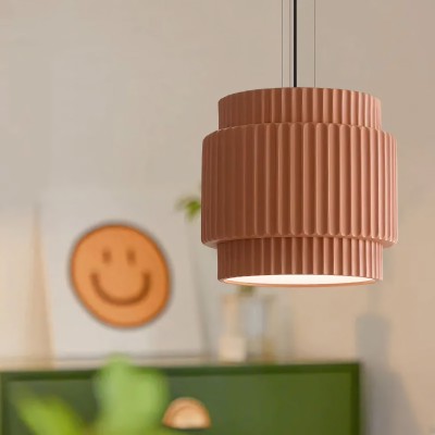 Brisby Striped Frosted Fluted Ceramic Pendant Light Brisby Striped Frosted Fluted Ceramic Pendant Light