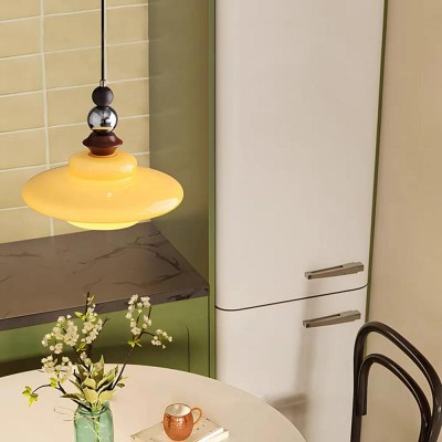 Thorne Medieval Style Vintage Beige Glass Pendant Light Thorne Medieval Style Vintage Beige Glass Pendant Light
