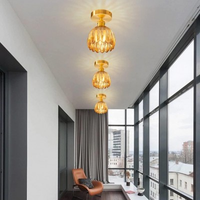 Ozir Stained Glass Flush Mount Tulip Light Ozir Stained Glass Flush Mount Tulip Light
