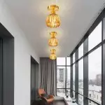 Ozir Stained Glass Flush Mount Tulip Light