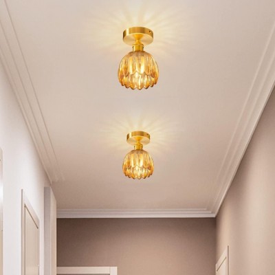 Ozir Stained Glass Flush Mount Tulip Light Ozir Stained Glass Flush Mount Tulip Light