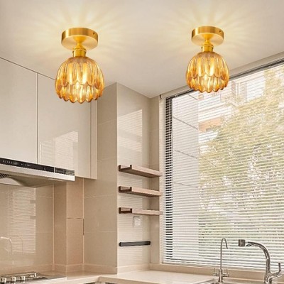 Ozir Stained Glass Flush Mount Tulip Light Ozir Stained Glass Flush Mount Tulip Light