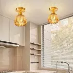 Ozir Stained Glass Flush Mount Tulip Light