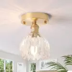 Ozir Stained Glass Flush Mount Tulip Light