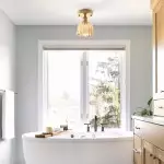 Ozir Stained Glass Flush Mount Tulip Light