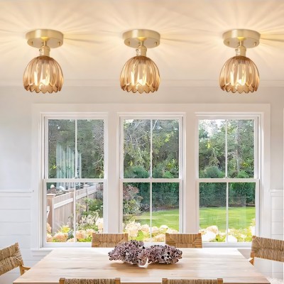 Ozir Stained Glass Flush Mount Tulip Light Ozir Stained Glass Flush Mount Tulip Light