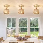 Ozir Stained Glass Flush Mount Tulip Light