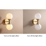 Dymon Small Brass White Frosted Glass Double Heads Orb Sconce