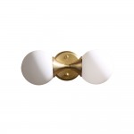 Dymon Small Brass White Frosted Glass Double Heads Orb Sconce