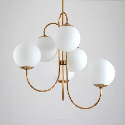 Vekton Vintage Glass Globe Gooseneck Chandelier Vekton Vintage Glass Globe Gooseneck Chandelier