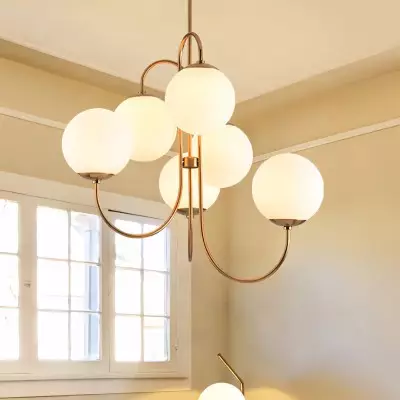 Vekton Vintage Glass Globe Gooseneck Chandelier Vekton Vintage Glass Globe Gooseneck Chandelier