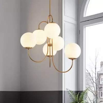 Vekton Vintage Glass Globe Gooseneck Chandelier Vekton Vintage Glass Globe Gooseneck Chandelier
