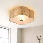 Zardo Coastal Boho Style Rattan Lamp Shade Flush Mount Ceiling Light Zardo Coastal Boho Style Rattan Lamp Shade Flush Mount Ceiling Light