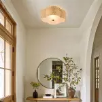 Zardo Coastal Boho Style Rattan Lamp Shade Flush Mount Ceiling Light Zardo Coastal Boho Style Rattan Lamp Shade Flush Mount Ceiling Light