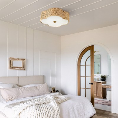 Zardo Coastal Boho Style Rattan Lamp Shade Flush Mount Ceiling Light Zardo Coastal Boho Style Rattan Lamp Shade Flush Mount Ceiling Light