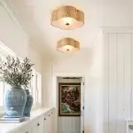 Zardo Coastal Boho Style Rattan Lamp Shade Flush Mount Ceiling Light Zardo Coastal Boho Style Rattan Lamp Shade Flush Mount Ceiling Light