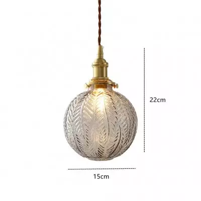 Logana Vintage Feather Texture Glass Globe Pendant Light Logana Vintage Feather Texture Glass Globe Pendant Light