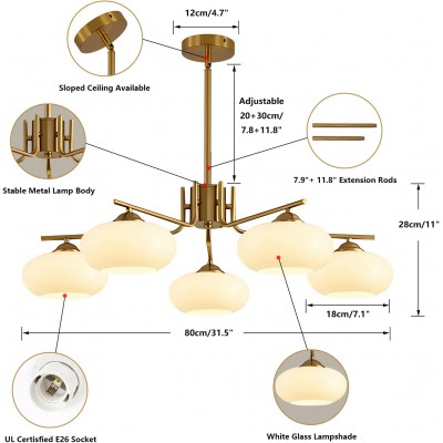 Kairox Mid Century Bauhaus Large Glass Globe Sputnik Chandelier