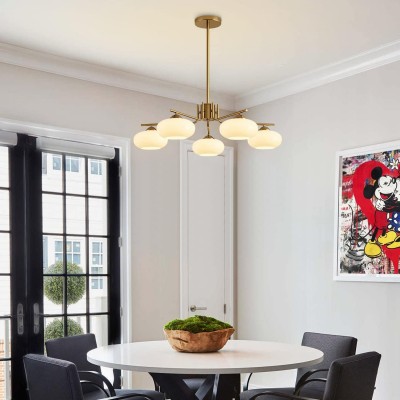 Kairox Mid Century Bauhaus Large Glass Globe Sputnik Chandelier