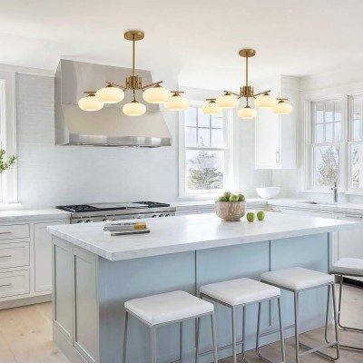 Kairox Mid Century Bauhaus Large Glass Globe Sputnik Chandelier