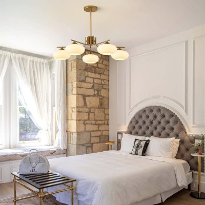 Kairox Mid Century Bauhaus Large Glass Globe Sputnik Chandelier