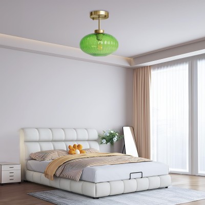 Jorik Natural Green Ribbed Glass Oval Ceiling Light Jorik Natural Green Ribbed Glass Oval Ceiling Light