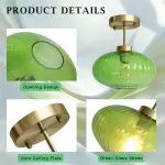 Jorik Natural Green Ribbed Glass Oval Ceiling Light